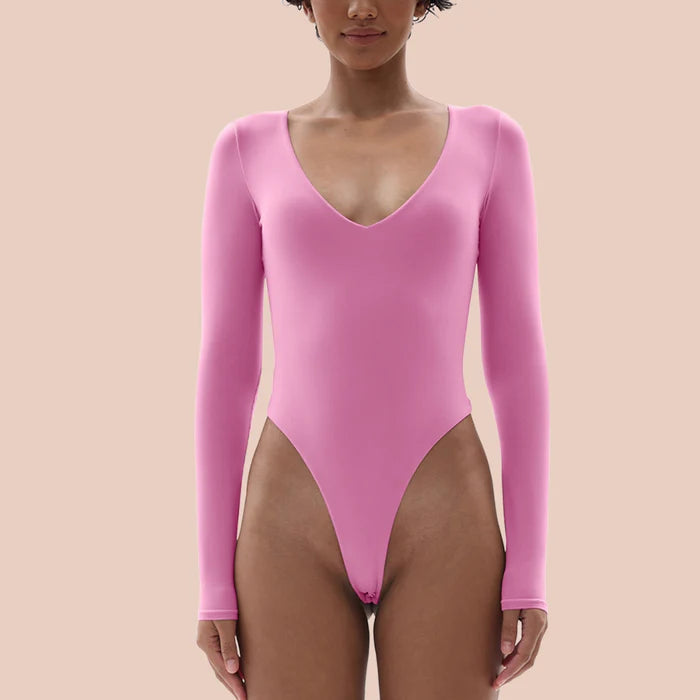 Body Modelador -  Manga Longa deconte em V