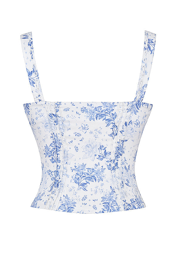 Corset Floral Azul - Maria